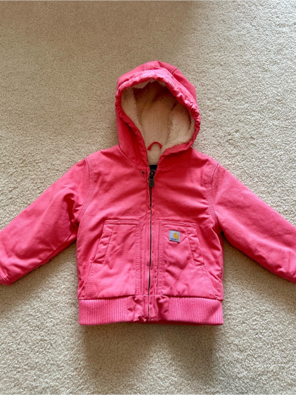 Pink Carhartt Hooded Active Jacket W/ Sherpa Lining Sz 12 Months EUC